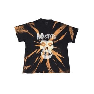 Misfits Band Tee Mens XL Black Orange Bleached Tie Dye Crimson Ghost Skull Shirt